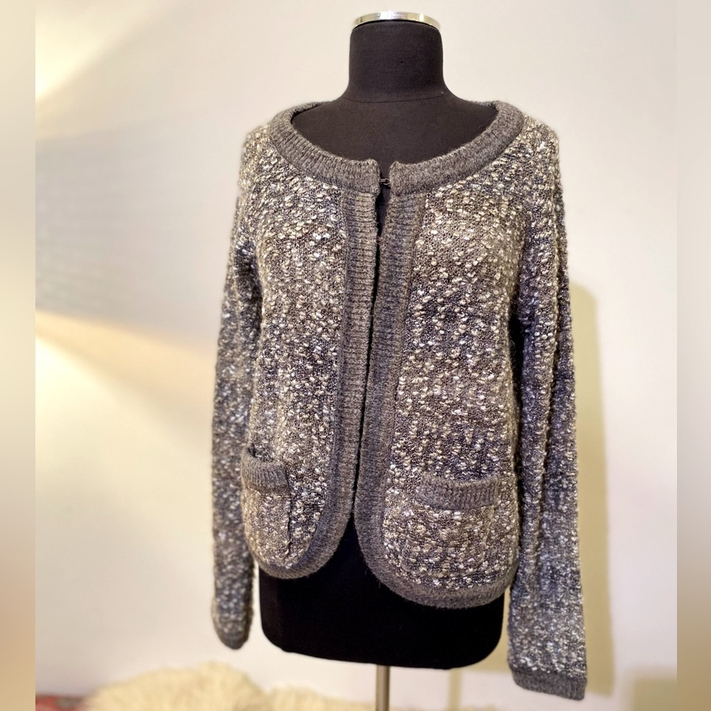 Jana Cardigan Grey with Silver Sparkle Sweater women’s XL